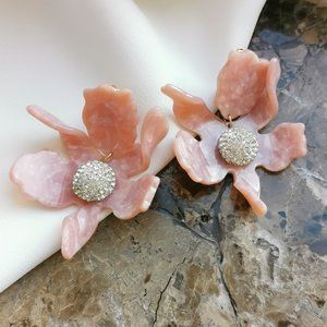 LELE SADOUGHI Crystal Lily Pink Earrings Authentic